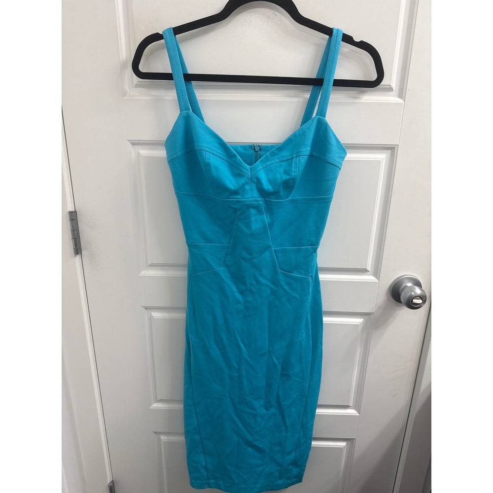 Amanda Uprichard Turquoise Blue Bodycon Midi Dress Sweetheart Neckline Small